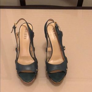 Guess Shoes, Teal w/Gold. Size 7